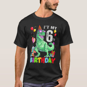 Camiseta 6 ano é o meu 6 Aniversário Rex Dinossaur B