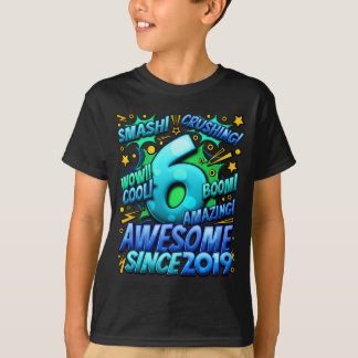 Camiseta 6 Anos de Idade Para Meninos 6º Aniversário Menino