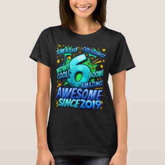 Camiseta 6 Anos de Idade Para Meninos 6º Aniversário Menino