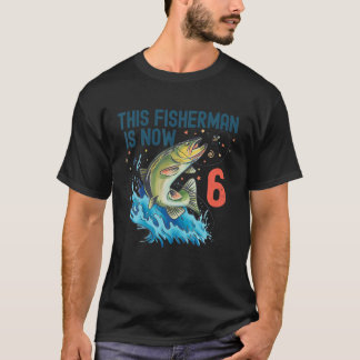 Camiseta 6 Anos De Idade Pescada Aniversário De 6 De Peixes