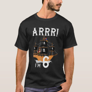 Camiseta 6 anos de idade Pirata de Aniversário de criança P