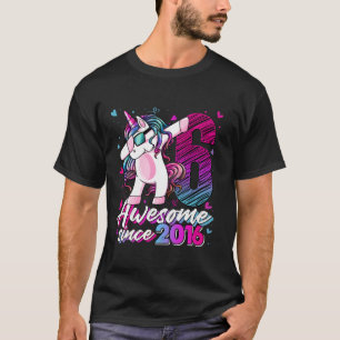 Camiseta 6 Anos de Idade Unicórica Dabbing 6 Birthday Girl