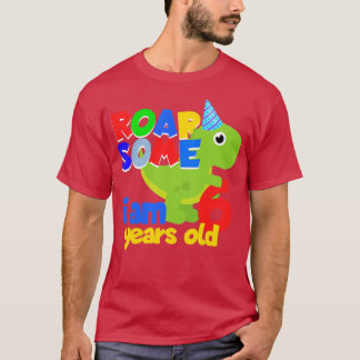 Camiseta 6 anos de presença de crianças de dinossauro