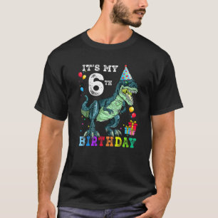 Camiseta 6 anos É meu 6 Aniversário Dinossauro Rex