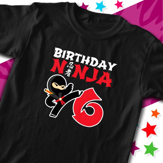 Camiseta 6 anos Karate Ninja Party Kids 6 Aniversário (Criador carregado)