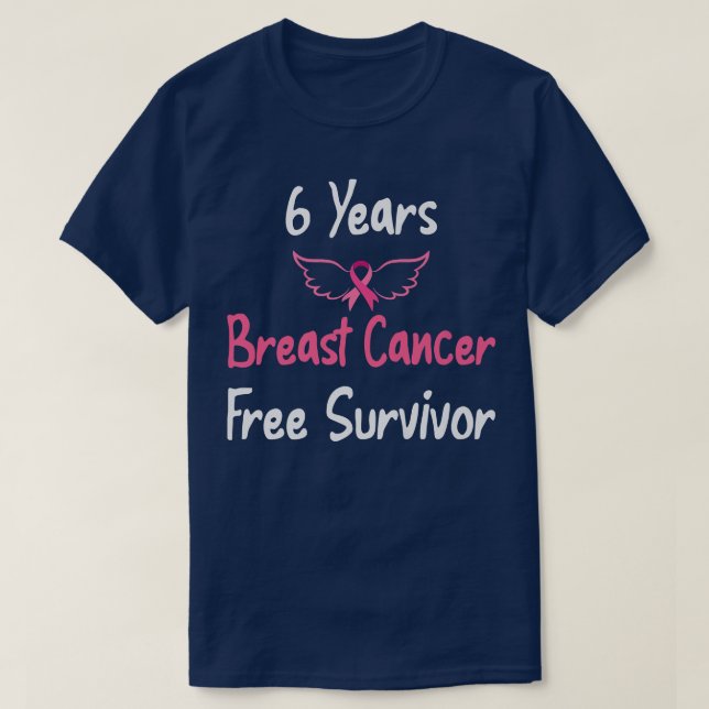 Camiseta 6 anos Surv. Cancer de Mama rosa isento de Cancer  (Frente do Design)