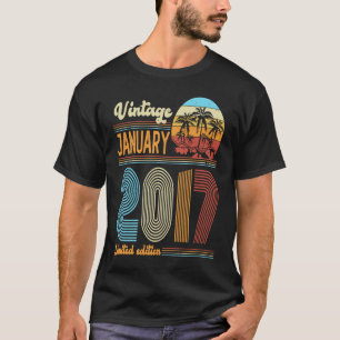 Camiseta 6 anos Vintage de aniversário Janeiro de 2017 Rapa