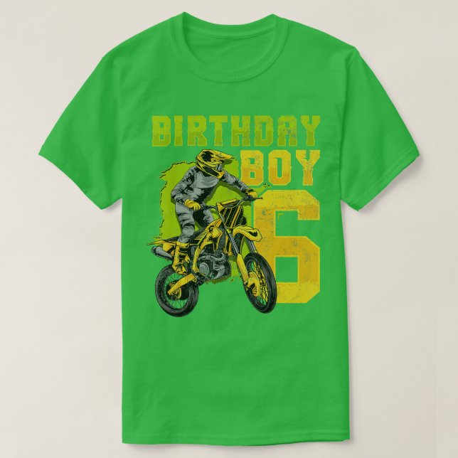 Camiseta 6 Birdday Motocross Dirt Bike 6 Anos Vinta (Frente do Design)