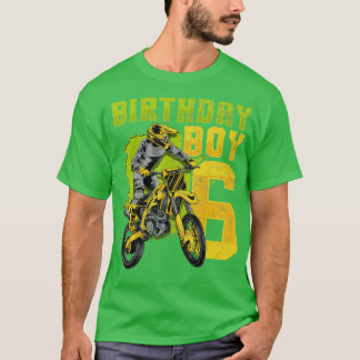 Camiseta 6 Birdday Motocross Dirt Bike 6 Anos Vinta