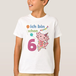 Camiseta 6 Birthday Axolotl, 6 Anos, Animais Cuecas