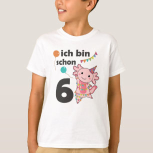 Camiseta 6 Birthday Axolotl, 6 Anos, Animais Cuecas