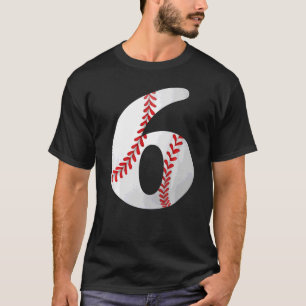 Camiseta 6 Birthday Baseball Boys Raparigas Meninas Seis 20