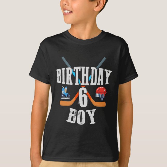 Camiseta 6 Birthday Boy Ice Hockey 6 Anos (Frente)