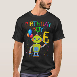 Camiseta 6 Birthday Boy Robotics de 6 anos