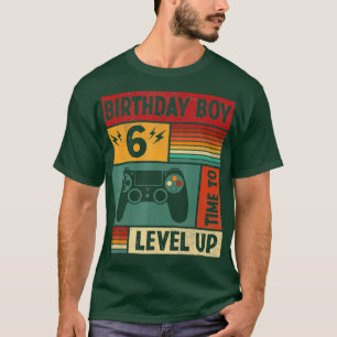 Camiseta 6 Birthday Boy Time to Level Up 6 Anos