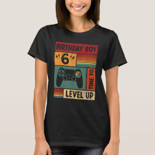 Camiseta 6 Birthday Boy Time to Level Up 6 Anos