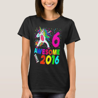 Camiseta 6 Birthday Dabbing Unicorn Party 6 Anos Gi
