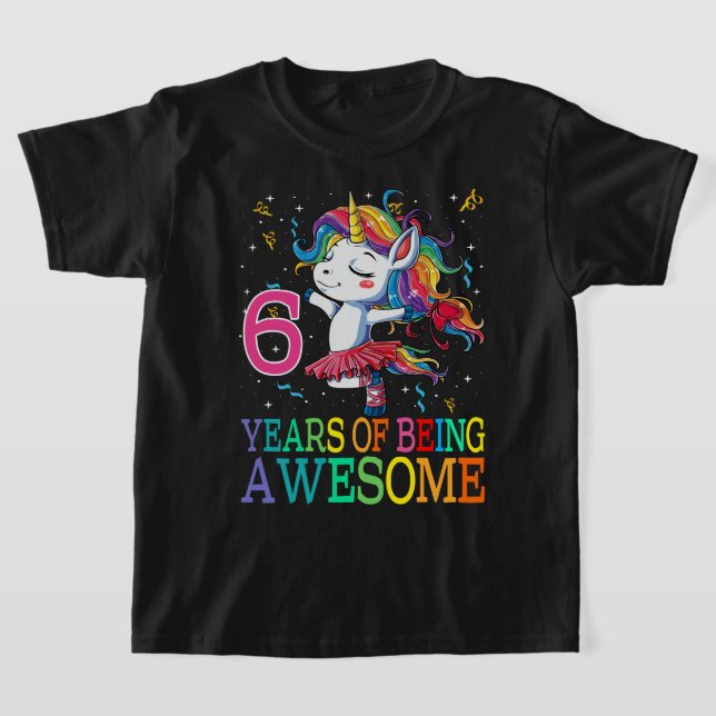 Camiseta 6 Birthday Dabbing Unicorn Party - Presente De 6 A (Postura )