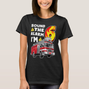 Camiseta 6 Birthday Fire Truck Boy Bombeiros Crianças Bombe