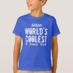 Camiseta 6 Birthday Gift World's Coolest de 6 anos V13<br><div class="desc">DEEP ROYAL BLUE com estilo de Grunge BRANCO Texto de 6 anos O Tee tem uma criança especial de 6 anos na sua vida? Então que tal esta camisa mais legal do mundo de 6 anos, com um lugar para adicionar um nome? Todo o texto é personalizável, então você pode...</div>