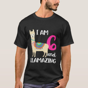 Camiseta 6 Birthday Llama Im 6 Anos de Idade e Llampastorei