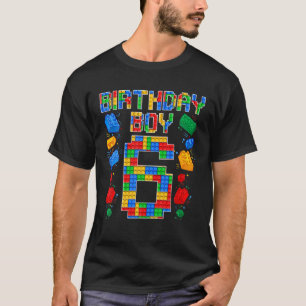 Camiseta 6 Birthday Master Builder Anos Antigos Bloco Build