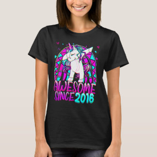 Camiseta 6 Birthday Rainbow De 6 Anos Dabbing Unicorn Gi