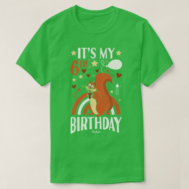 Camiseta 6 Birthday Squirrel (Frente do Design)