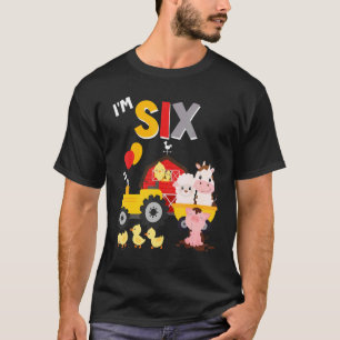 Camiseta 6 Birthday Trator Barnyard 6 Anima Fazenda