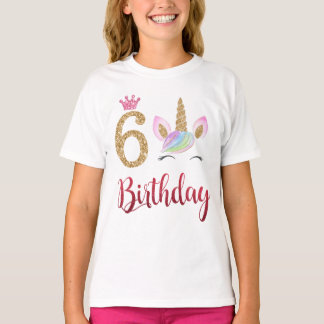 Camiseta 6 Birthday Unicorn Dabbing, 6 anos