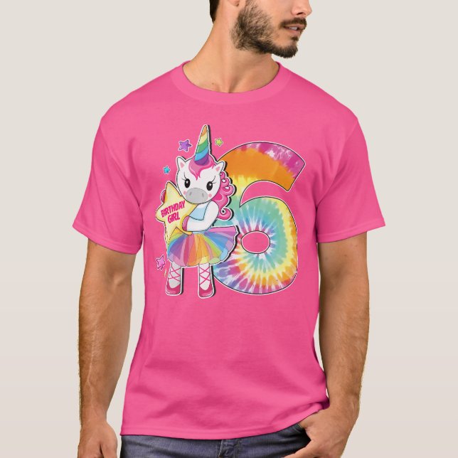 Camiseta 6 Birthday Unicorn Shirt Presente Para Meninas De  (Frente)