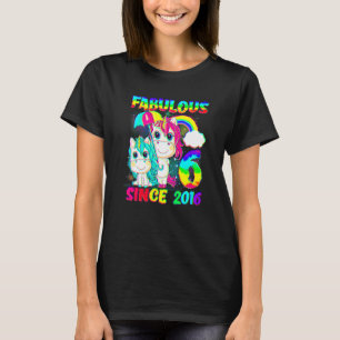 Camiseta 6 de aniversário de 6 anos Garota Unicórnio Fabulo
