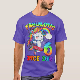 Camiseta 6 de aniversário de 6 anos Garota Unicórnio Fabulo