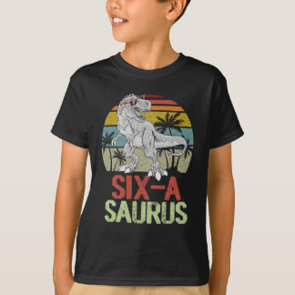 Camiseta 6 de aniversário de 6 ssaurus dinossauros TRex Din