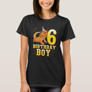 Camiseta 6 de Aniversário do Dragão Barbudo, Rapaz de 6 Ano