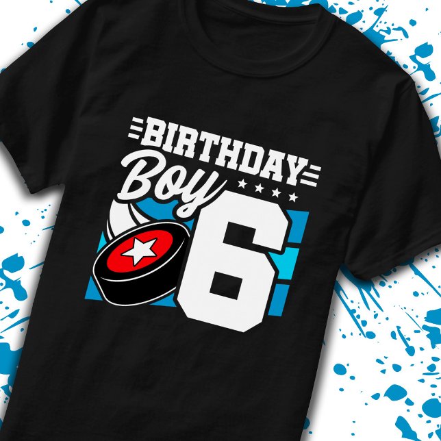 Camiseta 6 de Aniversário do Hockey dos Rapazes, aos 6 anos (Criador carregado)