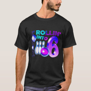 Camiseta 6 de Festa de aniversário de boliche de para 6 an