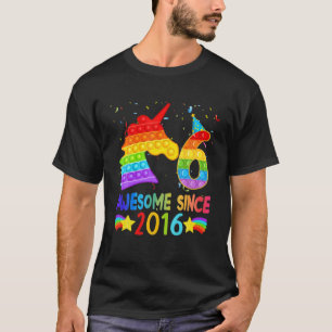 Camiseta 6 de Nascimento da Garota Unicórica de 6 anos Pop