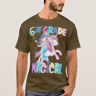 Camiseta 6 de volta para a escola de roupa de sereia unicór