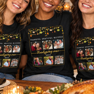 Camiseta 6 fotos Diversão em festa de ação de graças rústic