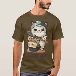 Camiseta 6 gatinho chef neko sushi mestre