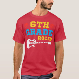 Camiseta 6 Grade Rocks Guitar de Volta à Escola Sexto Grau 