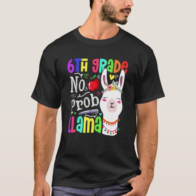 Camiseta 6 Grau Sem Prob Llama Professor Primeiro Dia (Frente)