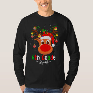 Camiseta 6 Grau Xadrez Esquadrão Reindeer Santa Hat Profess