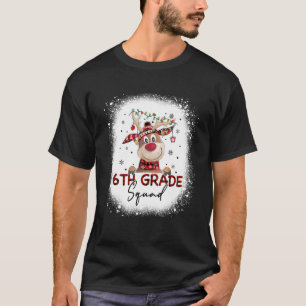 Camiseta 6 Grau Xadrez Esquadrão Reindeer Santa Hat Profess