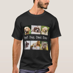Camiseta 6 Pai de Cães com Melhor Colagem de Fotos em Preto