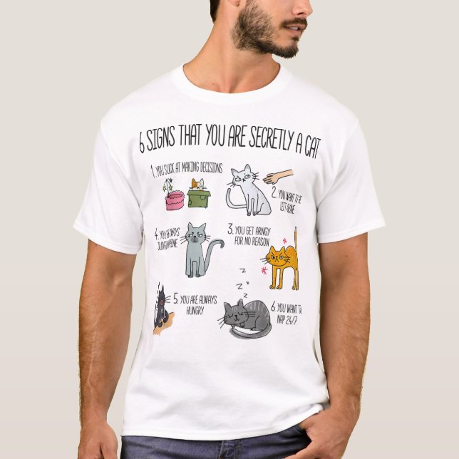 Camiseta 6 sinais de que você é secretamente um gato (Frente)