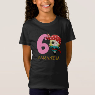 Camiseta 6 T-Shirt com Festa de aniversário de Pirata da G