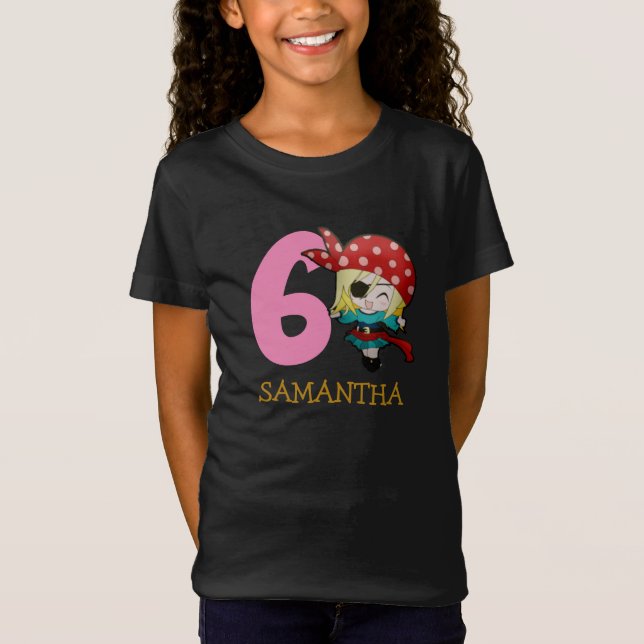 Camiseta 6 T-Shirt com Festa de aniversário de Pirata da  G (Frente)