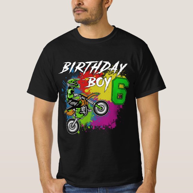 Camiseta 6 Year Old Dirt Bike Birthday Party  (Frente)